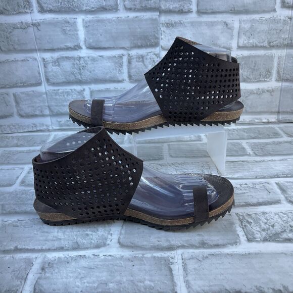 Pedro Garcia Verena Women’s 6.5/7 US -37.5 Chocolate Leather Ankle Cuff Sandals - Picture 2 of 12